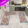 Kitchen Rug Sets 3 Piece with Runner Non Slip Kitchen Rugs and Mats Washable Kitchen Mats for Floor Thick Kitchen Floor Mat Carpet Runner Rugs for Hal