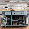 53 inch Large Kitchen Island with Drop Leaf,Power Outlet,Door Internal Storage Rack