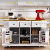 53 inch Large Kitchen Island with Drop Leaf,Power Outlet,Door Internal Storage Rack