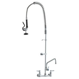 VEVOR Wall-Mounted Kitchen Faucet, 47" Tall, 8" Apart, with 12" Rotating Spout and Pre-Rinse Spray, Brass Build (Installation Method: Wall-Mounted Installation, size: 47 inch)