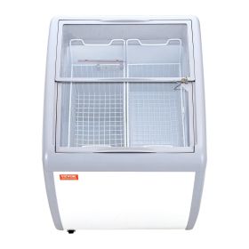 VEVOR Commercial Ice Cream Display Case (Style: 5.4 Cu.ft Chest Freezer, Mobile Glass Top Deep Freezer, Restaurant Gelato Dipping Cabinet with 2 Wire Baskets)