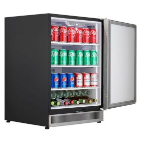 VEVOR 24 inch Indoor/Outdoor Beverage Refrigerator, 185QT Undercounter or Freestanding Beverage Fridge (material: Body Sheet Metal Spraying + Door Stainless Steel)