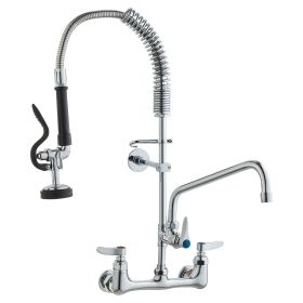 VEVOR Wall-Mounted Kitchen Faucet, 25" Tall, 8" Center Distance, 12" Rotatable Spout, Includes Pre-Rinse Spray, Brass Build, Pull-Down Feature (Installation Method: Wall-Mounted Installation, size: 25 inch)