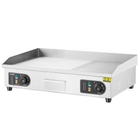 VEVOR Commercial Electric Griddle, (Style: 2800W Countertop Half-Flat Top Grill, 122°F-572°F Adjustable Temp)