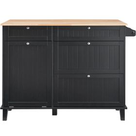 VEVOR Kitchen Island Cart (Style: Storage Cabinet Serving with Drawer & Trash Cabinet)