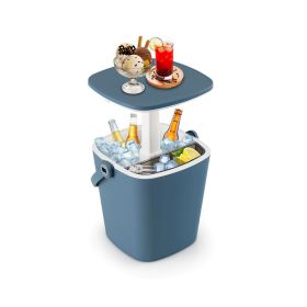 Portable Cooler Bar Table with Bottle Opener for Camping Travel (Color: Blue, type: Outdoor Coolers)