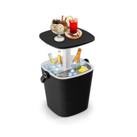Portable Cooler Bar Table with Bottle Opener for Camping Travel (Color: Black, type: Outdoor Coolers)
