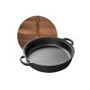 Uncoated Frying Pan with Dual Handles and Wooden Lid(AMZ Shipping)