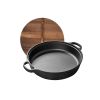 Uncoated Frying Pan with Dual Handles and Wooden Lid(AMZ Shipping)