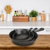 pot3Pcs Pre-Seasoned Cast Iron Skillet Set 6/8/10in Non-Stick Oven Safe Cookware Heat-Resistant Frying Pan