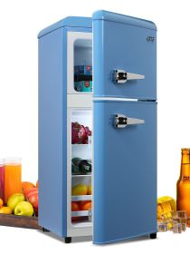 3.5 Cu.ft Compact Refrigerator, Retro Mini Fridge with Freezer (Style: Small Drink Chiller with 2 Door Adjustable Mechanical Thermostat for Home, Office)