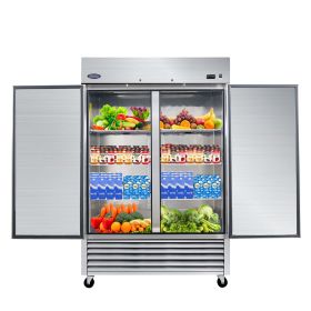 ORIKOOL 27" Commercial Freezer (Style: 49 Cu.ft with 2 Solid Door Reach-In Refrigerators Stainless Steel ETL Approved Upright Fridge Storage)
