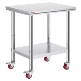 VEVOR Stainless Steel Work Table (Style: with Wheels 24 x 30 Prep Table with casters Heavy Duty Work Table for Commercial Kitchen Restaurant Business (24 x 30)
