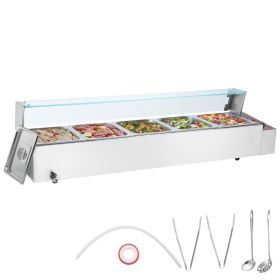 VEVOR Commercial Electric Food Warmer (Style: Countertop Buffet 5*8Qt with Glass Shield)