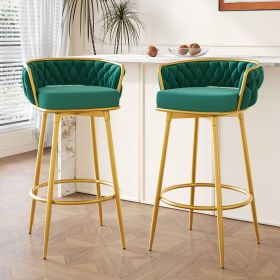 Swivel Counter Height Bar Stools (Style: Set of 2, 31.5" Bar Height Stools with Hand-Woven Backrest & Gold Metal Legs)