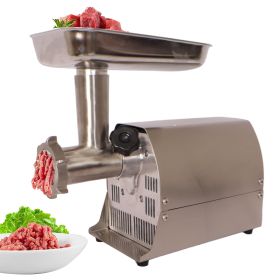 Meat Grinder Commercial Meat Grinding Machine Electric Meat Chopper Mincer with 4/6/8mm Grinding Plates & Stuffing Tubes Stainless Steel (Color: as Pic)