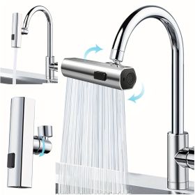 3 in 1 Large-Scale 360° Waterfall Kitchen Faucet - Touch-Controlled, Swivel Spout, Extender for Kitchen Sink (Color: Silvery)