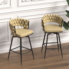 28" 360 Swivel Bar Stools Set of 2 Modern Swivel Bar Chairs, Barstools Counter Height with High Backrest, Easy 3-5 Minute Assembly for Bar, Kitchen (Color: Light brown+PU)