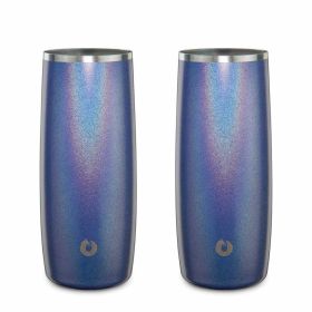 Highball Cocktail Glass (Color: Stainless Steel Highball Cocktail Glass Set, Set of 2 - Shimmer Blue)