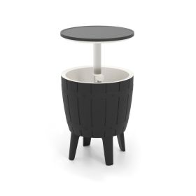 Outdoor Cooler Bar Table with Telescopic Tabletop for Beer and Wine (Color: Black & White, type: Outdoor Coolers)