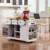 53 inch Large Kitchen Island with Drop Leaf,Power Outlet,Door Internal Storage Rack