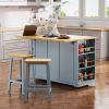 53 inch Large Kitchen Island with Drop Leaf,Power Outlet,Door Internal Storage Rack