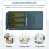 Sideboard with 4 Doors Large Storage Space Buffet Cabinet with Adjustable Shelves and Silver Handles for Kitchen,Dining Room,Living Room