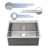 Lordear 16 Gauge Kitchen Sink Drop-in Topmount Single Bowl Gunmetal Black Stainless Steel Sink
