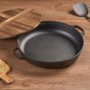 Uncoated Frying Pan with Dual Handles and Wooden Lid(AMZ Shipping)