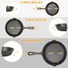 pot3Pcs Pre-Seasoned Cast Iron Skillet Set 6/8/10in Non-Stick Oven Safe Cookware Heat-Resistant Frying Pan