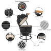 53747749  13in round ceramic charcoal grill, ceramic carbon oven, 2 in 1 iron carbon oven, three layers of elliptical cylinder oven