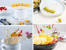 100 Pcs Bamboo Fruit Picks Fancy Cocktail Sticks Appetizer Toothpicks