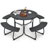 8-Person Outdoor Picnic Table and Bench Set with Umbrella Hole
