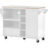 Kitchen Island Cart with Storage Cabinet and Two Locking Wheels,Solid wood desktop,Microwave cabinet