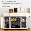 54 inch Large Kitchen Island with Rubber Wood Drop Leaf, Embossed Texture Rolling Kitchen Cart on 4 Wheels with 4 Doors and 3 Drawers