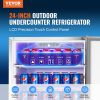 VEVOR 24 inch Indoor/Outdoor Beverage Refrigerator, 185QT Undercounter or Freestanding Beverage Fridge