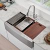 American Farmhouse Sink Gunmetal Black Surface/Stainless Steel Surface Kitchen Sink ;  Apron Front Kitchen Handmade Sink with Drain
