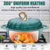 Pumpkin Dutch Oven 4.5 QT With Lid Cyan Enamel Cast Iron Cooking Pot Shape Soup Pot Serves 3-5 Christmas Thanksgiving Decor Gift