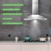 24 inch Range Hood Wall Mount Range Hood 450 CFM in Stainless Steel With Ducted/Ductless Convertible Stove Vent Hood with Aluminum Filters