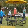8-Person Outdoor Picnic Table and Bench Set with Umbrella Hole