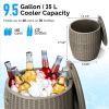 Rattan Cool Bar 4-in-1 Cocktail Table Side Table for Outdoor Patio