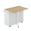 Multi-Functional Kitchen Island Cart with 2 Door Cabinet and Two Drawers,Spice Rack, Towel Holder, Wine Rack, and Foldable Rubberwood Table Top