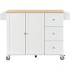 Rolling Mobile Kitchen Island with Solid Wood Top and Locking Wheels,52.7 Inch Width,Storage Cabinet and Drop Leaf Breakfast Bar,Spice Rack
