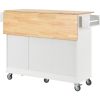 Rolling Mobile Kitchen Island with Solid Wood Top and Locking Wheels,52.7 Inch Width,Storage Cabinet and Drop Leaf Breakfast Bar,Spice Rack