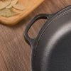 Uncoated Frying Pan with Dual Handles and Wooden Lid(AMZ Shipping)