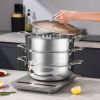 Heavy Duty Stainless Steel Food Steamer with Glass Lid