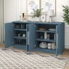 Sideboard with 4 Doors Large Storage Space Buffet Cabinet with Adjustable Shelves and Silver Handles for Kitchen,Dining Room,Living Room