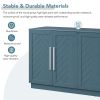 Sideboard with 4 Doors Large Storage Space Buffet Cabinet with Adjustable Shelves and Silver Handles for Kitchen,Dining Room,Living Room