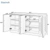 Sideboard with 4 Doors Large Storage Space Buffet Cabinet with Adjustable Shelves and Silver Handles for Kitchen,Dining Room,Living Room
