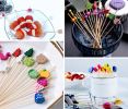 100 Pcs Bamboo Fruit Picks Fancy Cocktail Sticks Appetizer Toothpicks